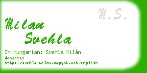 milan svehla business card