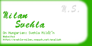 milan svehla business card